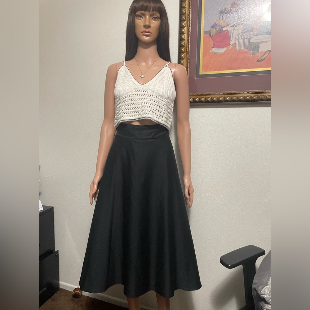 Jim Hjelm Black A-Line Midi Skirt for Cocktail Events